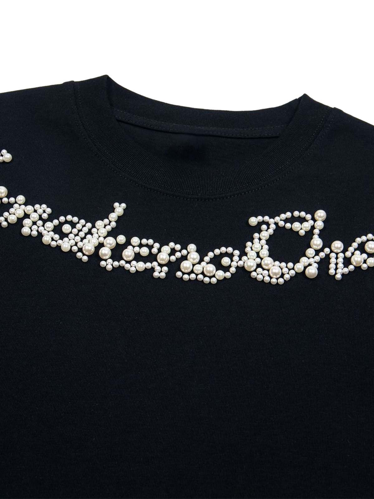 PrimeMasc "Endless Choice" Rhinestone Embellished Black T-Shirt for Women – Fashionable Cotton Short Sleeve Top