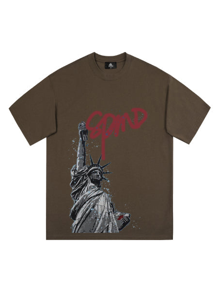 PrimeMasc Statue of Liberty Graphic T-Shirt for Men – Casual Streetwear Tee for Spring and Summer
