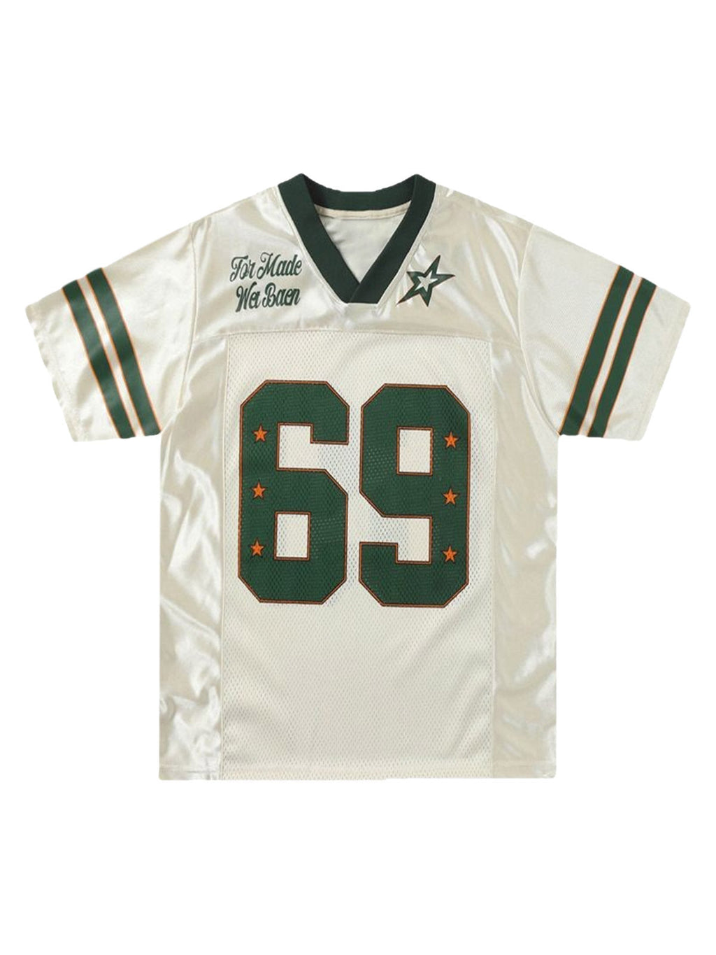 PrimeMasc Green and White Sports Jersey with Star Detail – Breathable Mesh Athletic Tee for Spring and Summer