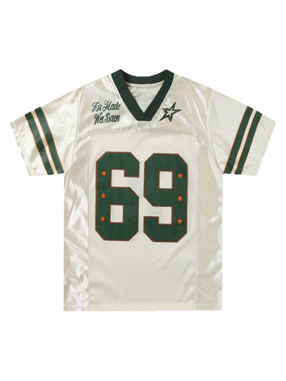 PrimeMasc Green and White Sports Jersey with Star Detail – Breathable Mesh Athletic Tee for Spring and Summer
