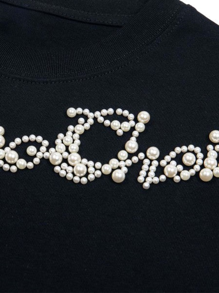 PrimeMasc "Endless Choice" Rhinestone Embellished Black T-Shirt for Women – Fashionable Cotton Short Sleeve Top