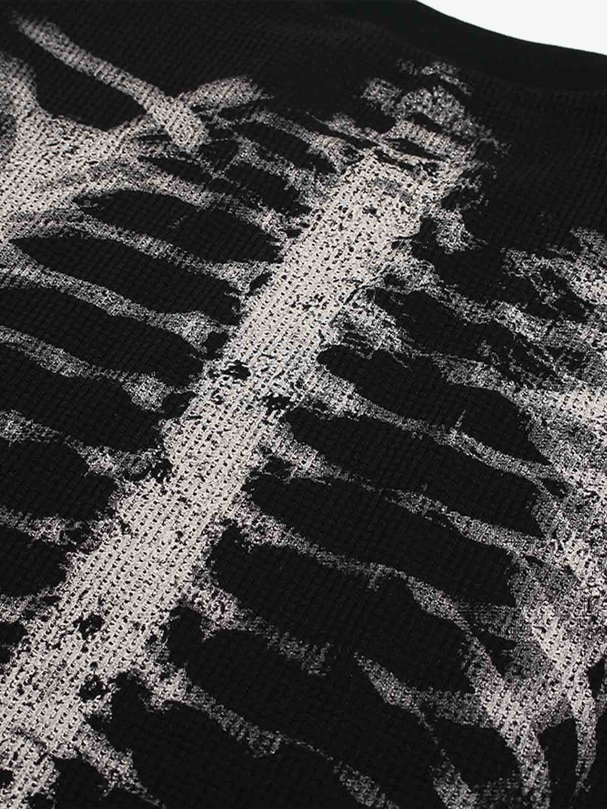 PrimeMasc Skeleton Print Long Sleeve T-Shirt for Men – Edgy Streetwear Tee for Fall and Winter