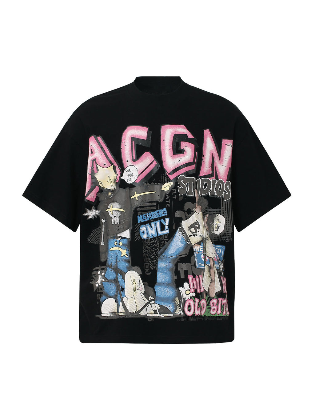 PrimeMasc AGN Studios Graphic T-Shirt – Casual Streetwear Cotton Tee with Vibrant Graffiti Design
