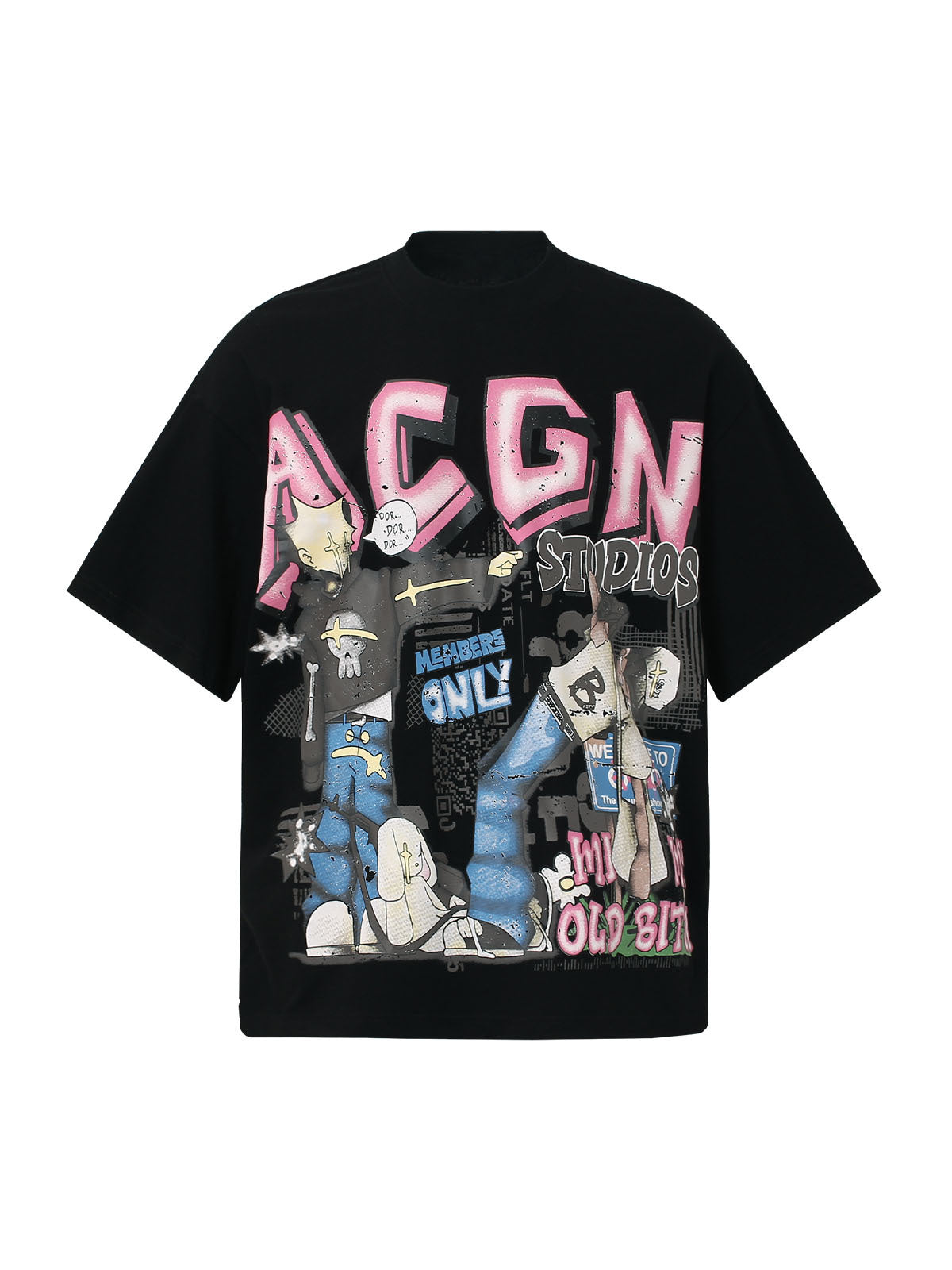 PrimeMasc AGN Studios Graphic T-Shirt – Casual Streetwear Cotton Tee with Vibrant Graffiti Design