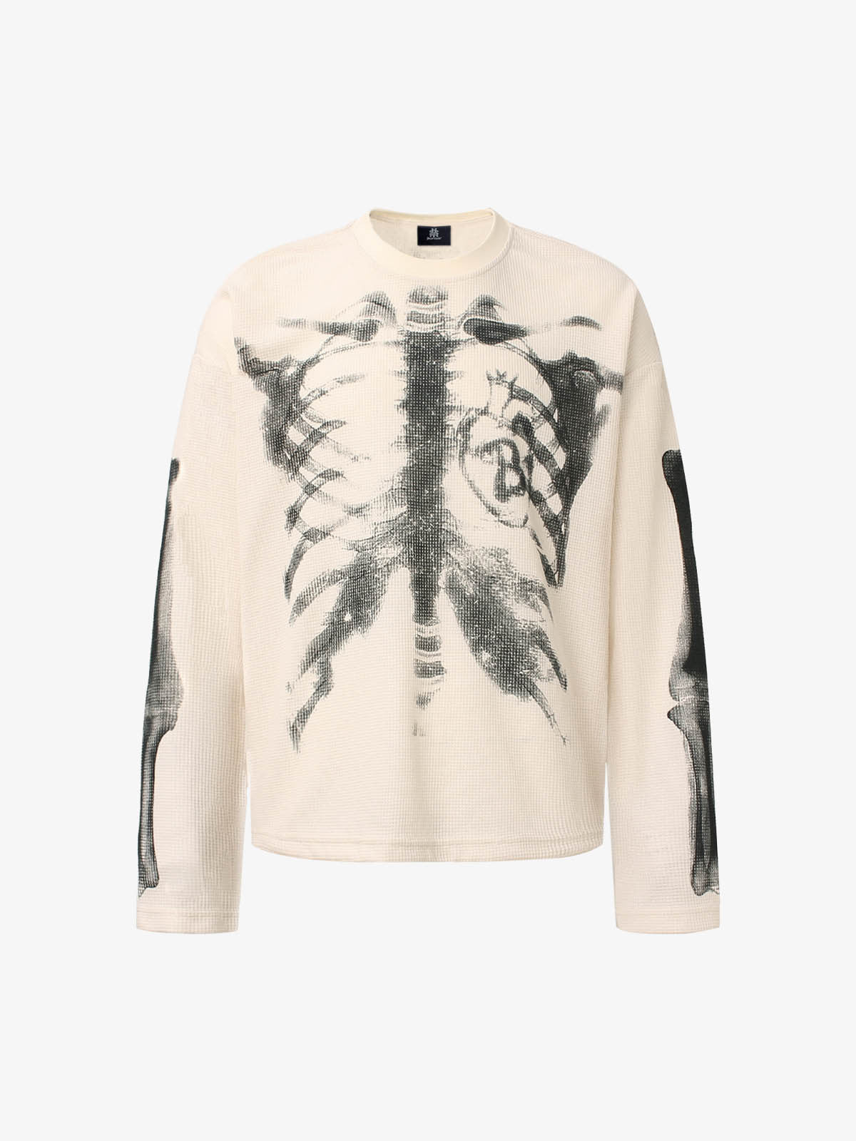 PrimeMasc Skeleton Print Long Sleeve T-Shirt for Men – Edgy Streetwear Tee for Fall and Winter