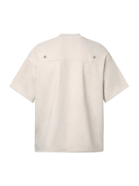 PrimeMasc Black Embroidered Logo Short-Sleeve Shirt – Casual Cotton Button-Down for Men and Women