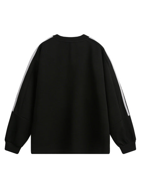 PrimeMasc Vintage Heavyweight Sports Bar Long Sleeve T-Shirt – Casual Cotton Blend Tee with Striped Trim