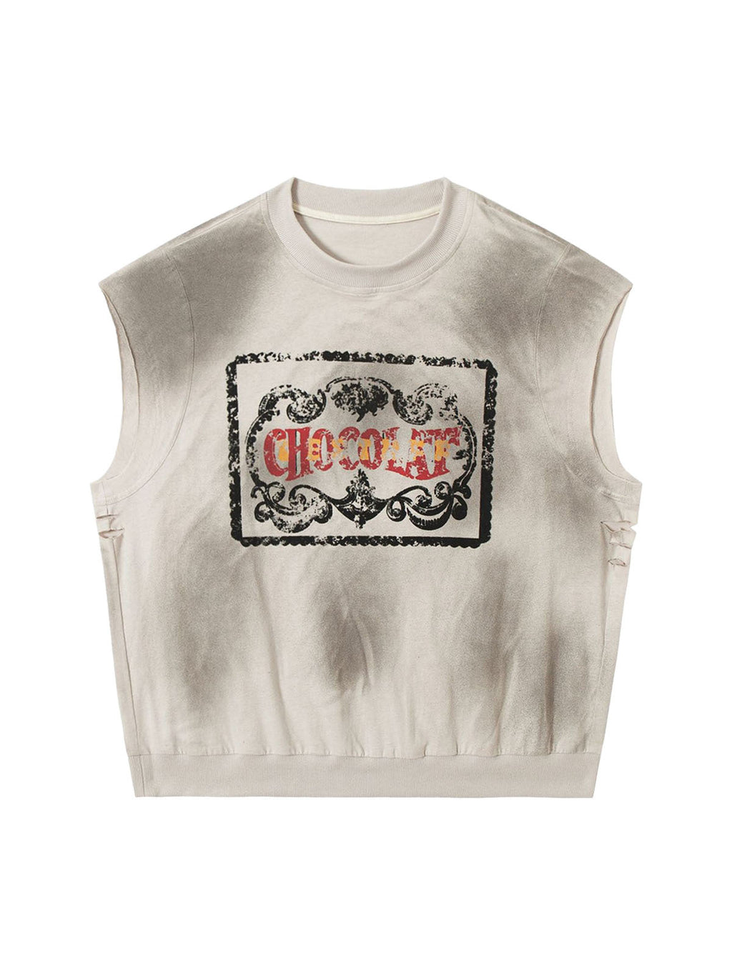 PrimeMasc Vintage "CHOCOLAT" Graphic Sleeveless Sweatshirt – Casual Cotton Blend Tee for Spring and Summer