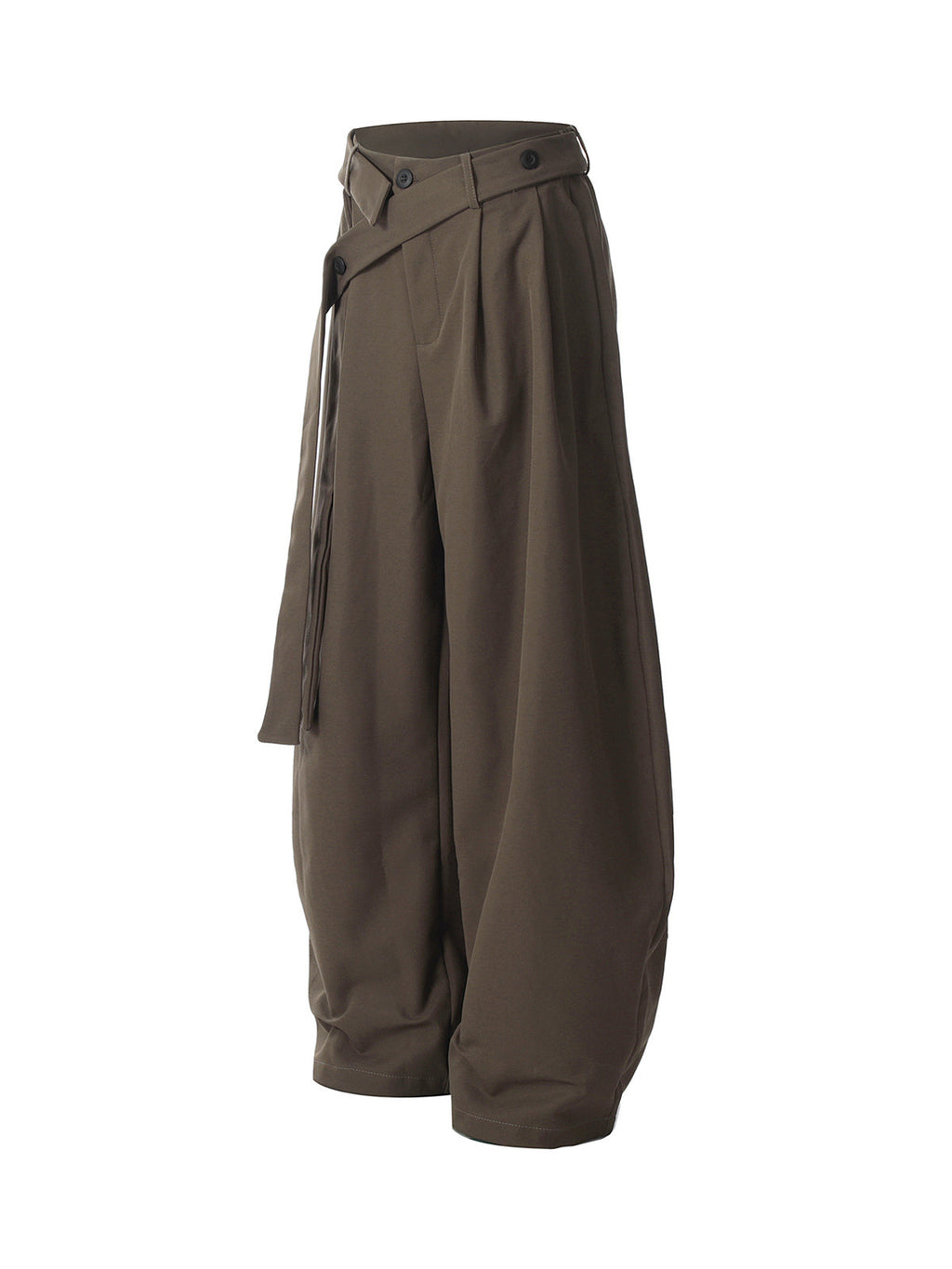 Men’s Wide-Leg Trousers with Wrap Belt and Button Closure – Casual and Office Wear for Spring and Autumn