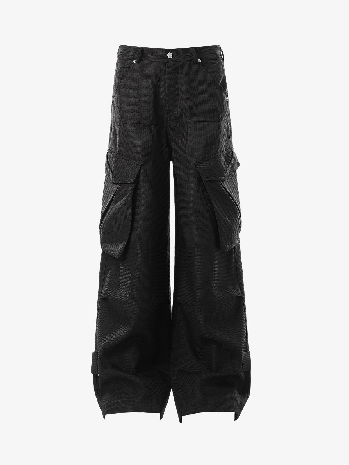 PrimeMasc High-Waisted Black Trousers with Crystal Embellishments – Sleek Casual and Office Wear for Fall and Winter