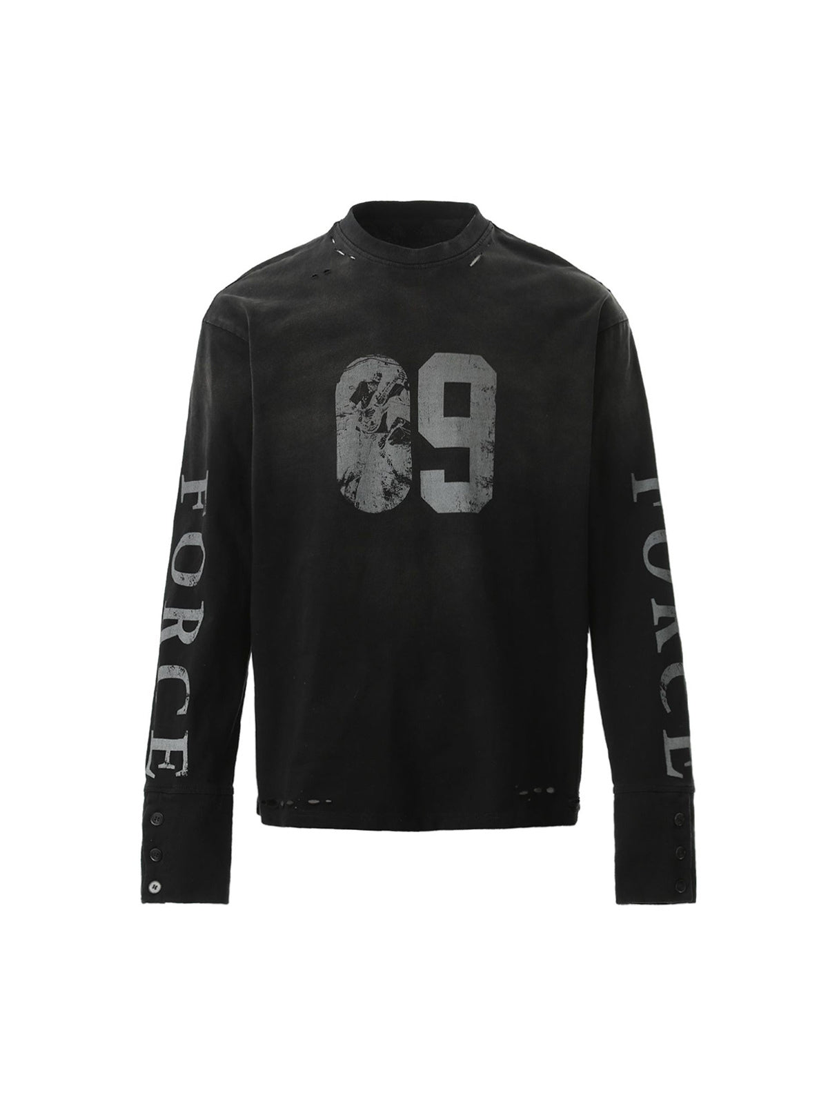 PrimeMasc Distressed Number 09 Long Sleeve Top – Sporty Casual Cotton Tee for Spring and Fall