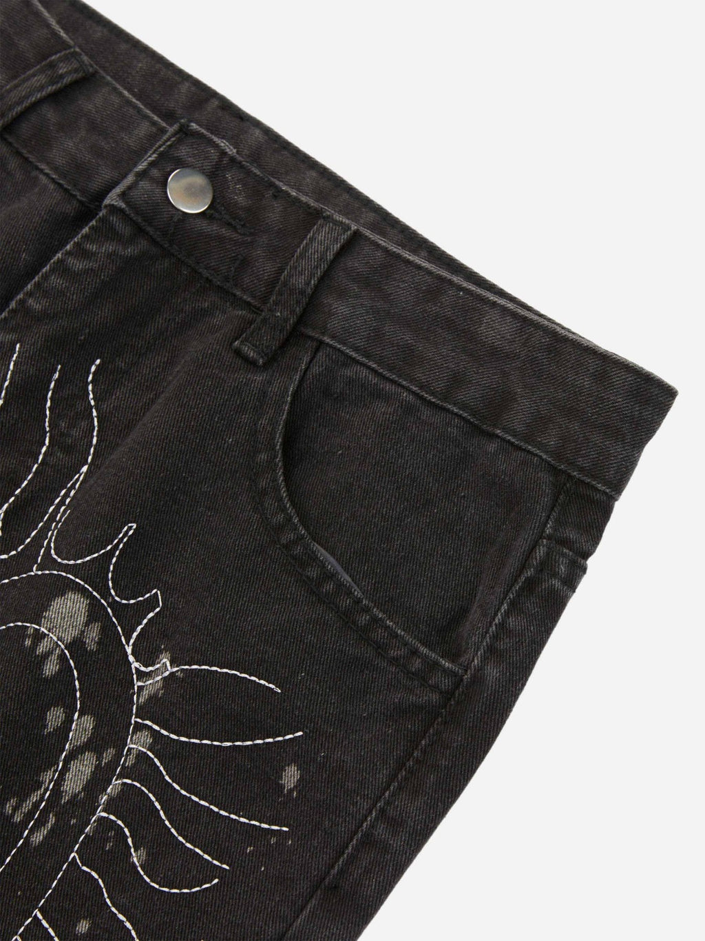 PrimeMasc Distressed Black Denim Jeans with Elastic Waistband – Straight Leg Casual Street Style for Fall/Winter