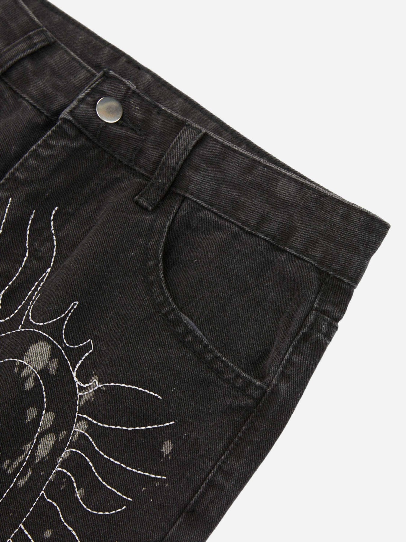 PrimeMasc Distressed Black Denim Jeans with Elastic Waistband – Straight Leg Casual Street Style for Fall/Winter