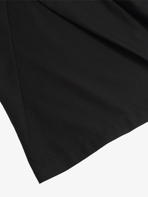 Men’s Black Wide-Leg Shorts with Tassel Detail, Asymmetric Hem – Casual Streetwear for Spring and Summer