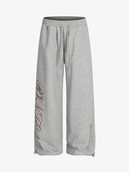PrimeMasc Men’s Wide-Leg Lounge Pants with Embroidered Detailing, Elastic Waistband – Casual Wear for Spring, Fall, Winter