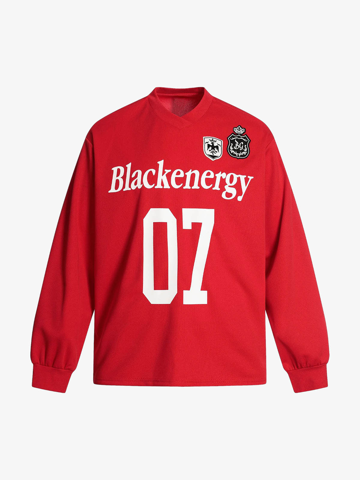 PrimeMasc Red Long Sleeve Sports Jersey with Bold Number and Logo – Athletic Team Tee for Fall and Winter