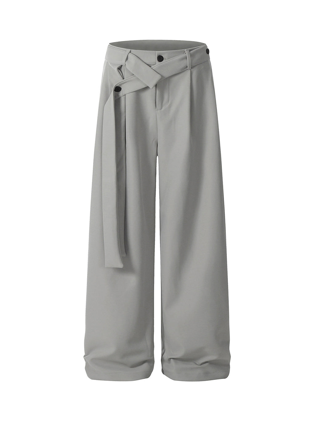 Men’s Wide-Leg Trousers with Wrap Belt and Button Closure – Casual and Office Wear for Spring and Autumn