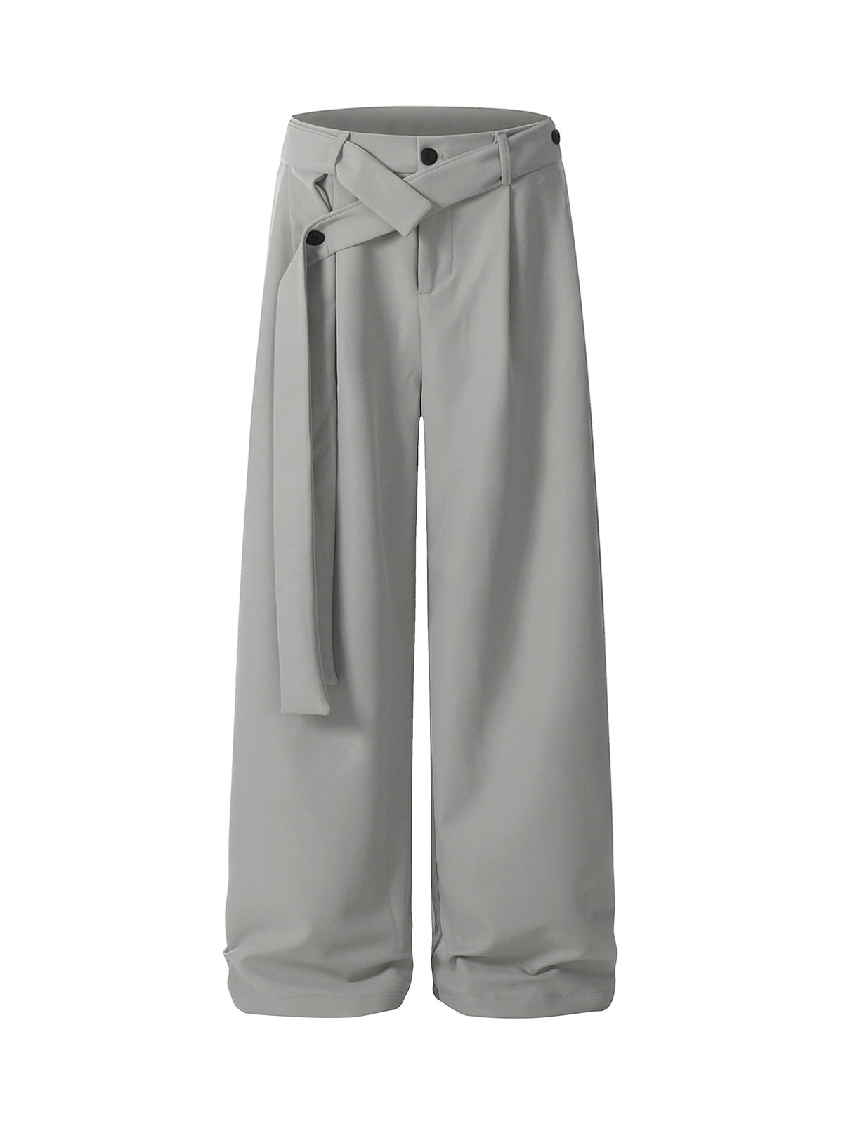 Men’s Wide-Leg Trousers with Wrap Belt and Button Closure – Casual and Office Wear for Spring and Autumn