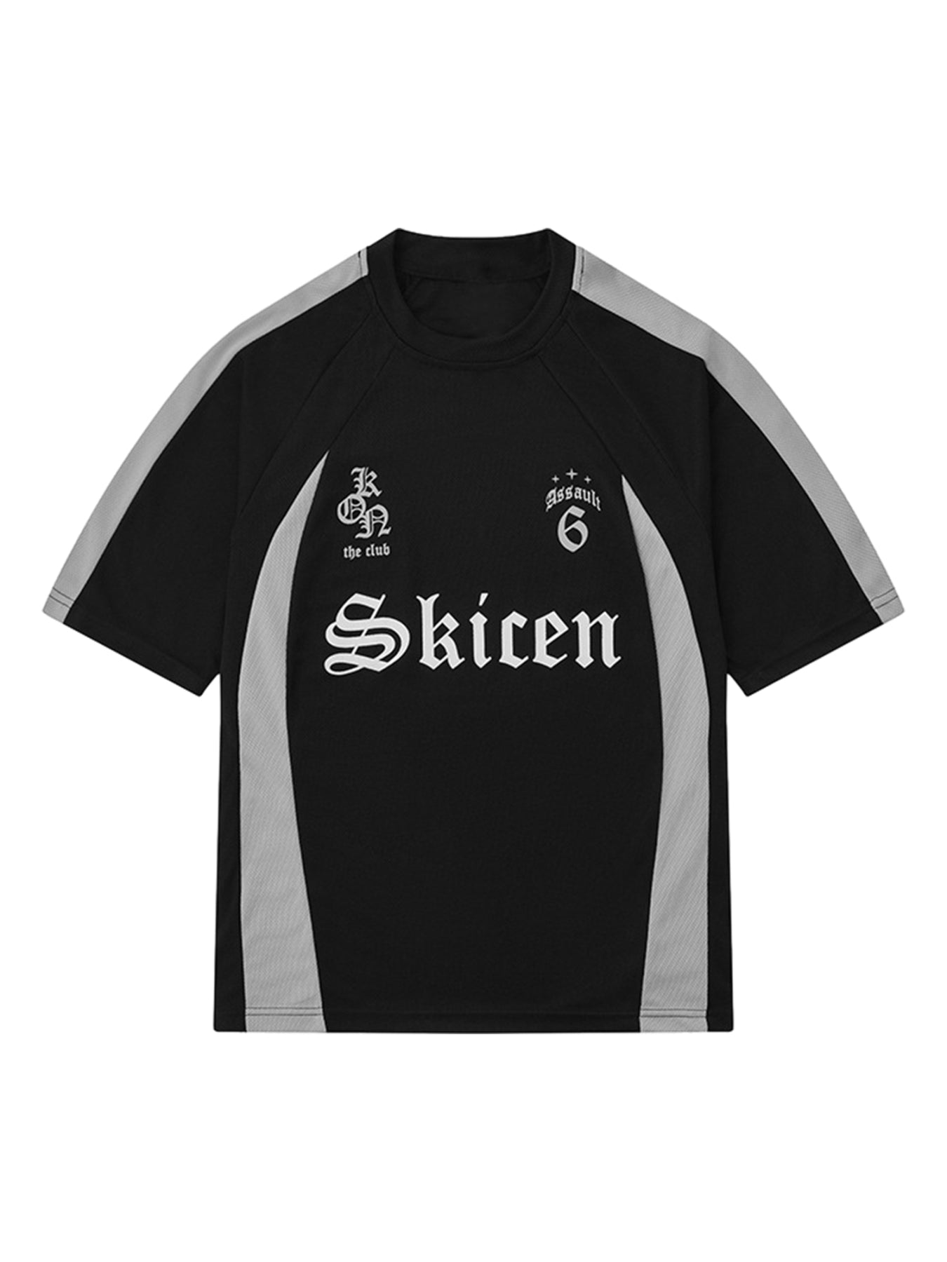 PrimeMasc Gothic Font Jersey Street T-Shirt – Casual Color Block Tee for Men and Women