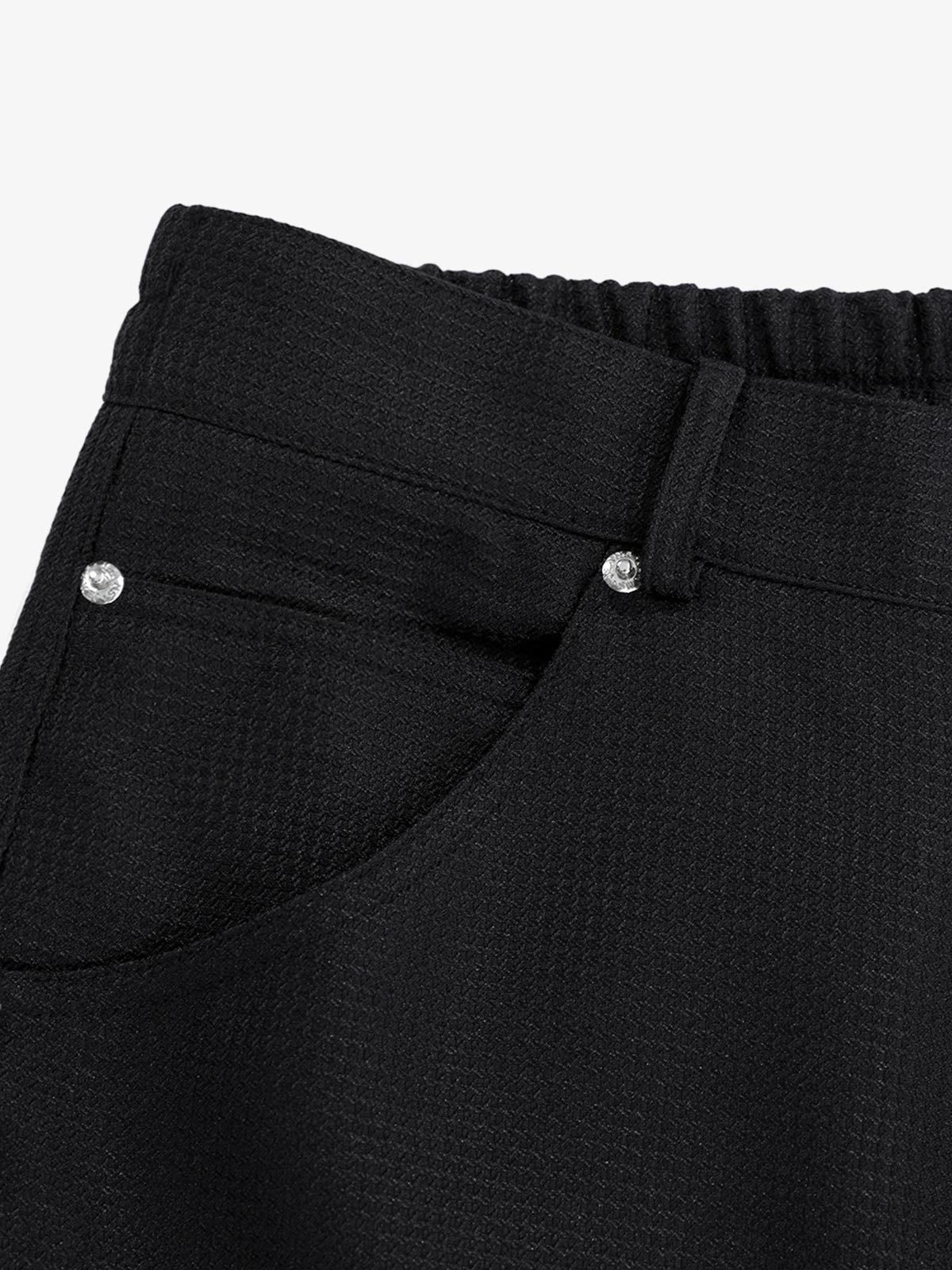 PrimeMasc High-Waisted Black Trousers with Crystal Embellishments – Sleek Casual and Office Wear for Fall and Winter