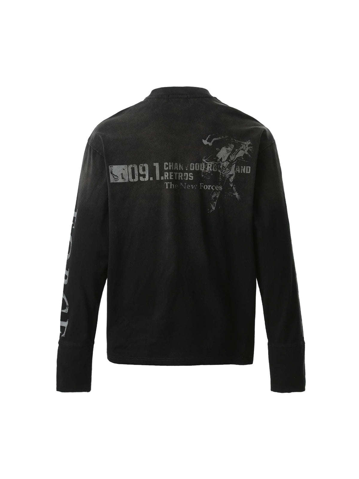 PrimeMasc Distressed Number 09 Long Sleeve Top – Sporty Casual Cotton Tee for Spring and Fall