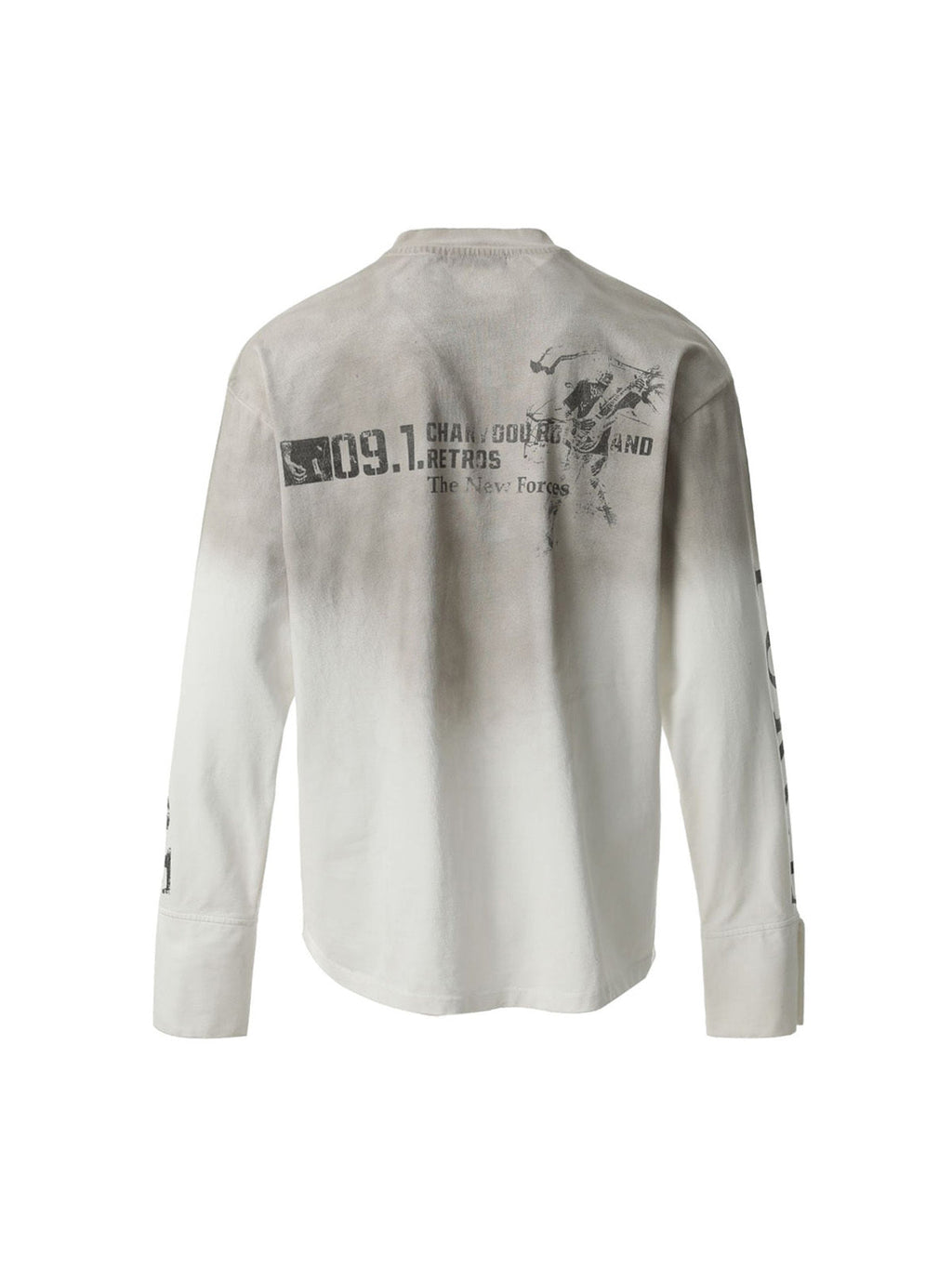 PrimeMasc Distressed Number 09 Long Sleeve Top – Sporty Casual Cotton Tee for Spring and Fall