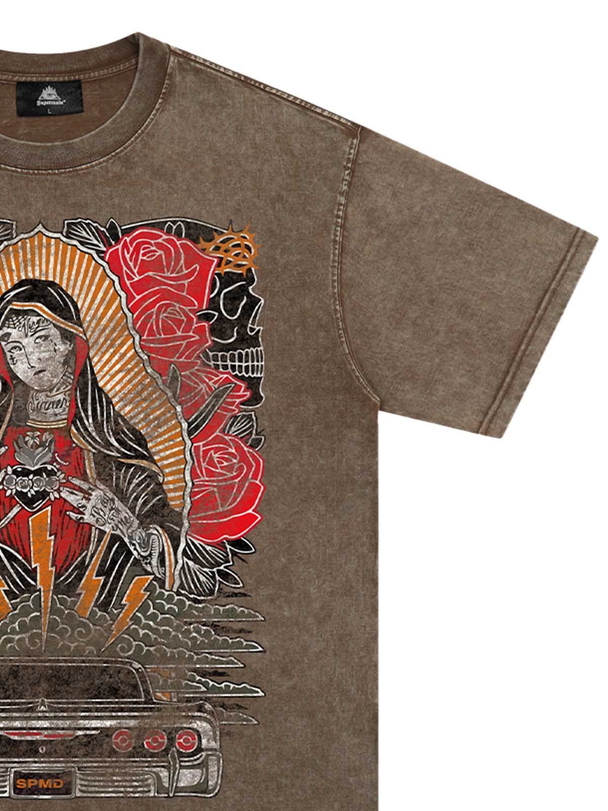 PrimeMasc Vintage-Inspired Graphic T-Shirt with Car Illustration – Casual Cotton Streetwear Tee for Spring and Summer