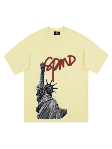 PrimeMasc Statue of Liberty Graphic T-Shirt for Men – Casual Streetwear Tee for Spring and Summer