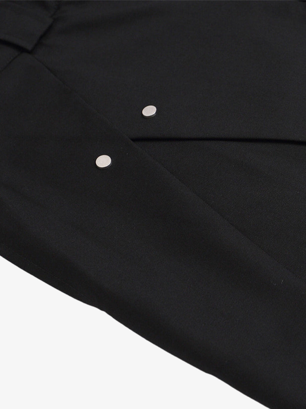 Men’s Black Wide-Leg Shorts with Tassel Detail, Asymmetric Hem – Casual Streetwear for Spring and Summer