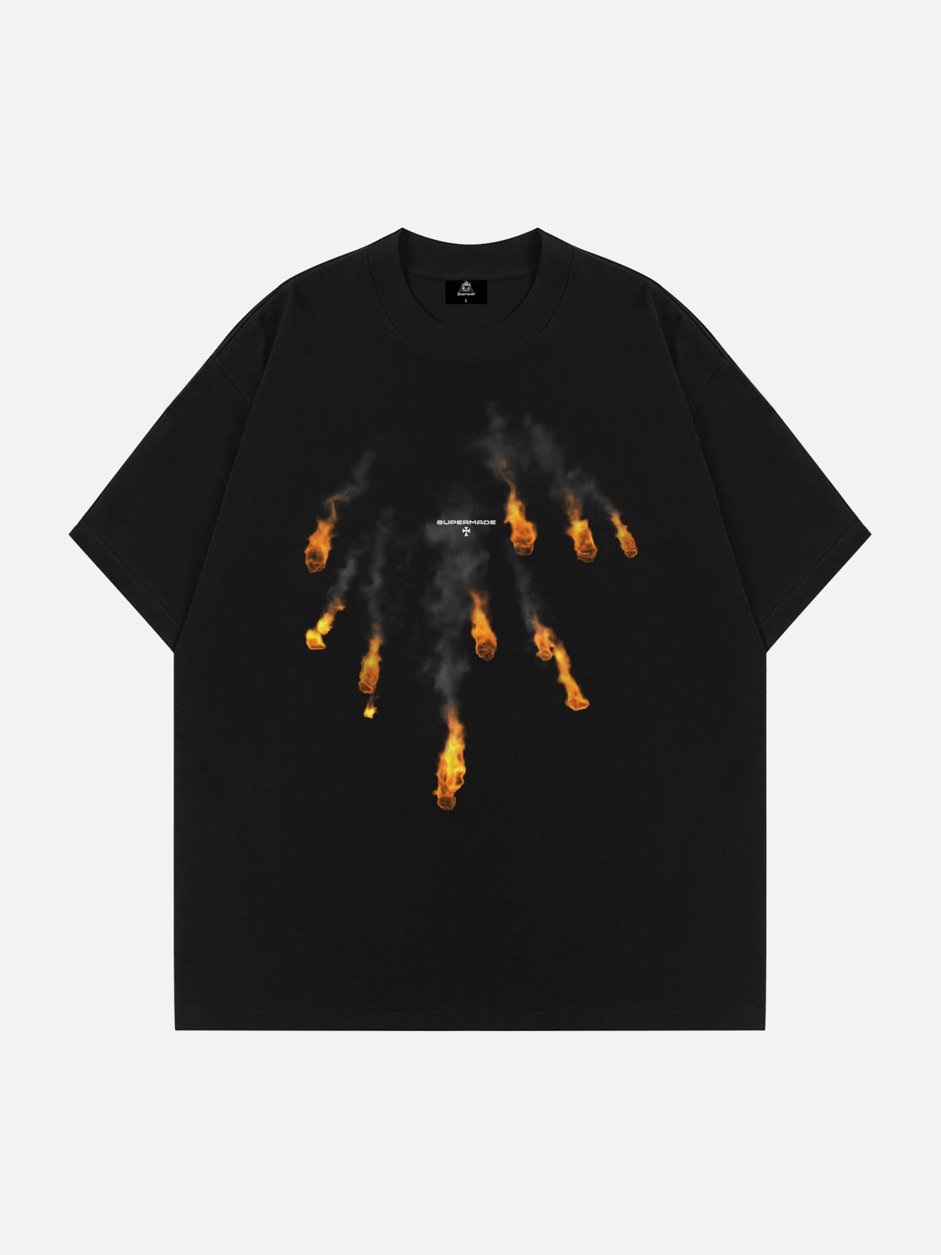PrimeMasc Black T-Shirt with Flame Graphic Print – Casual Cotton Short Sleeve Tee for Men and Women