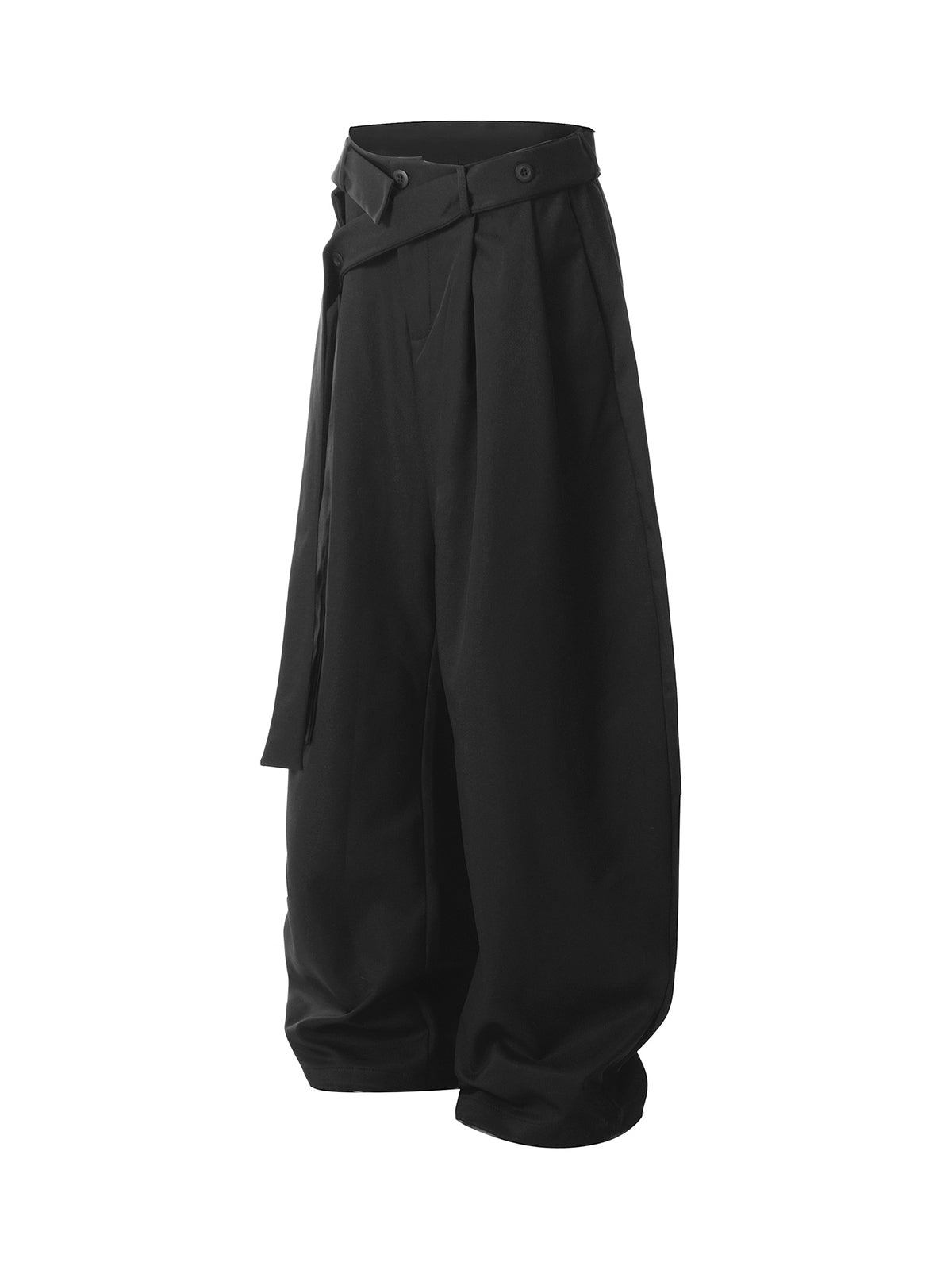 Men’s Wide-Leg Trousers with Wrap Belt and Button Closure – Casual and Office Wear for Spring and Autumn