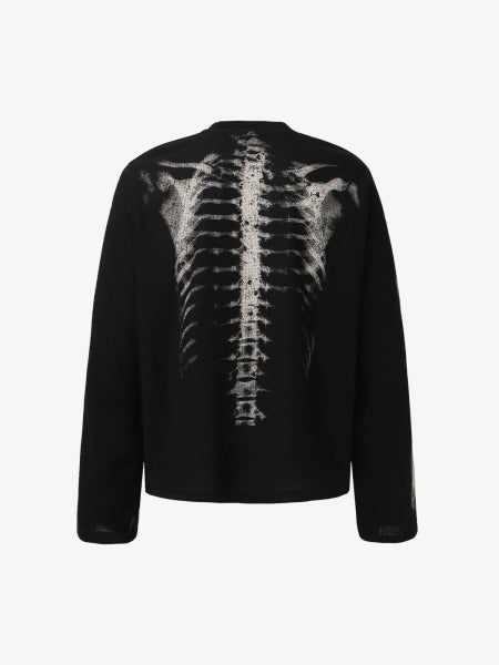 PrimeMasc Skeleton Print Long Sleeve T-Shirt for Men – Edgy Streetwear Tee for Fall and Winter
