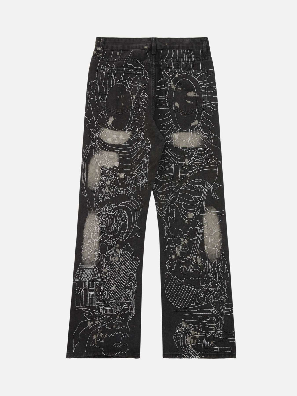 PrimeMasc Distressed Black Denim Jeans with Elastic Waistband – Straight Leg Casual Street Style for Fall/Winter