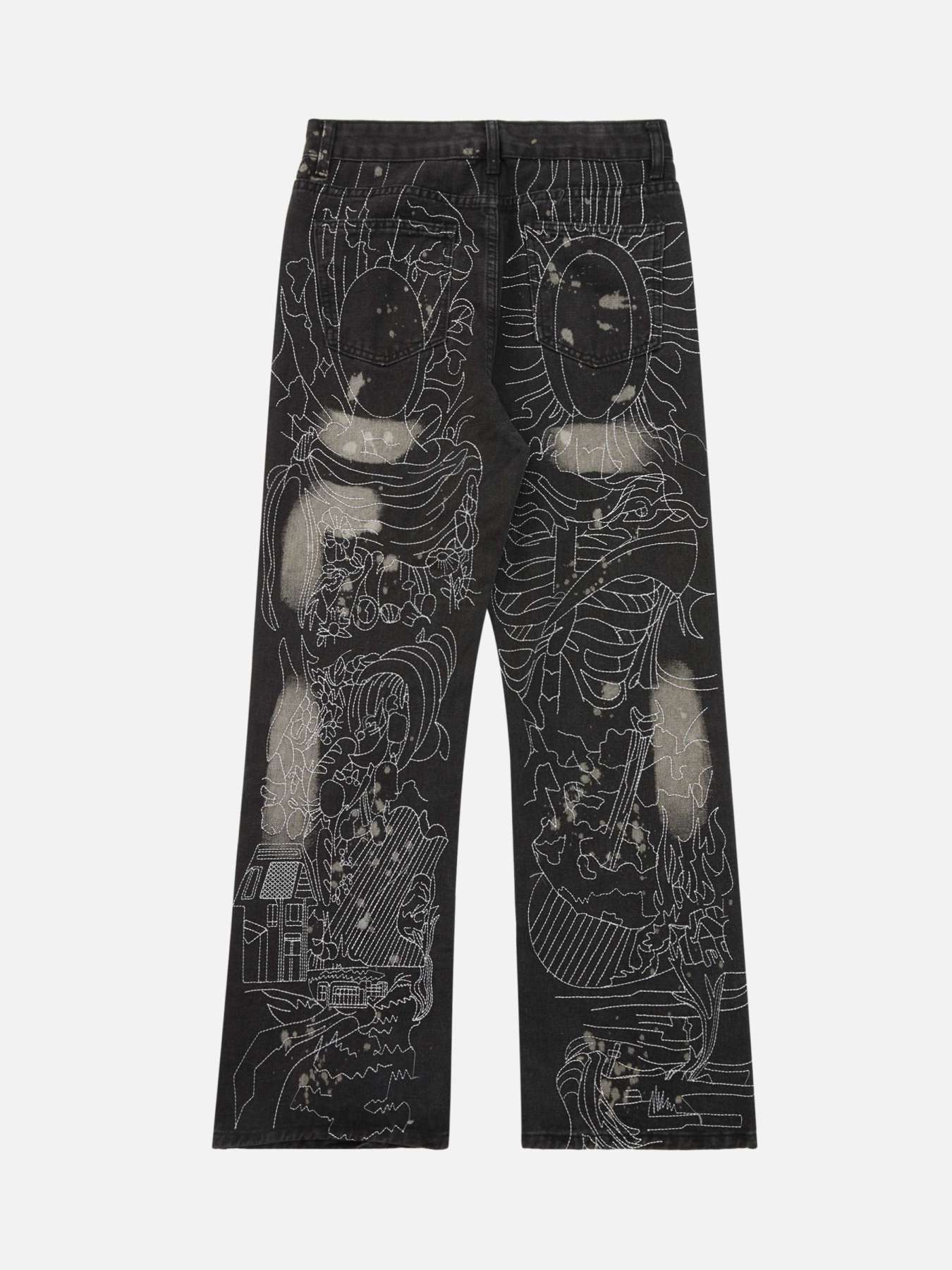 PrimeMasc Distressed Black Denim Jeans with Elastic Waistband – Straight Leg Casual Street Style for Fall/Winter