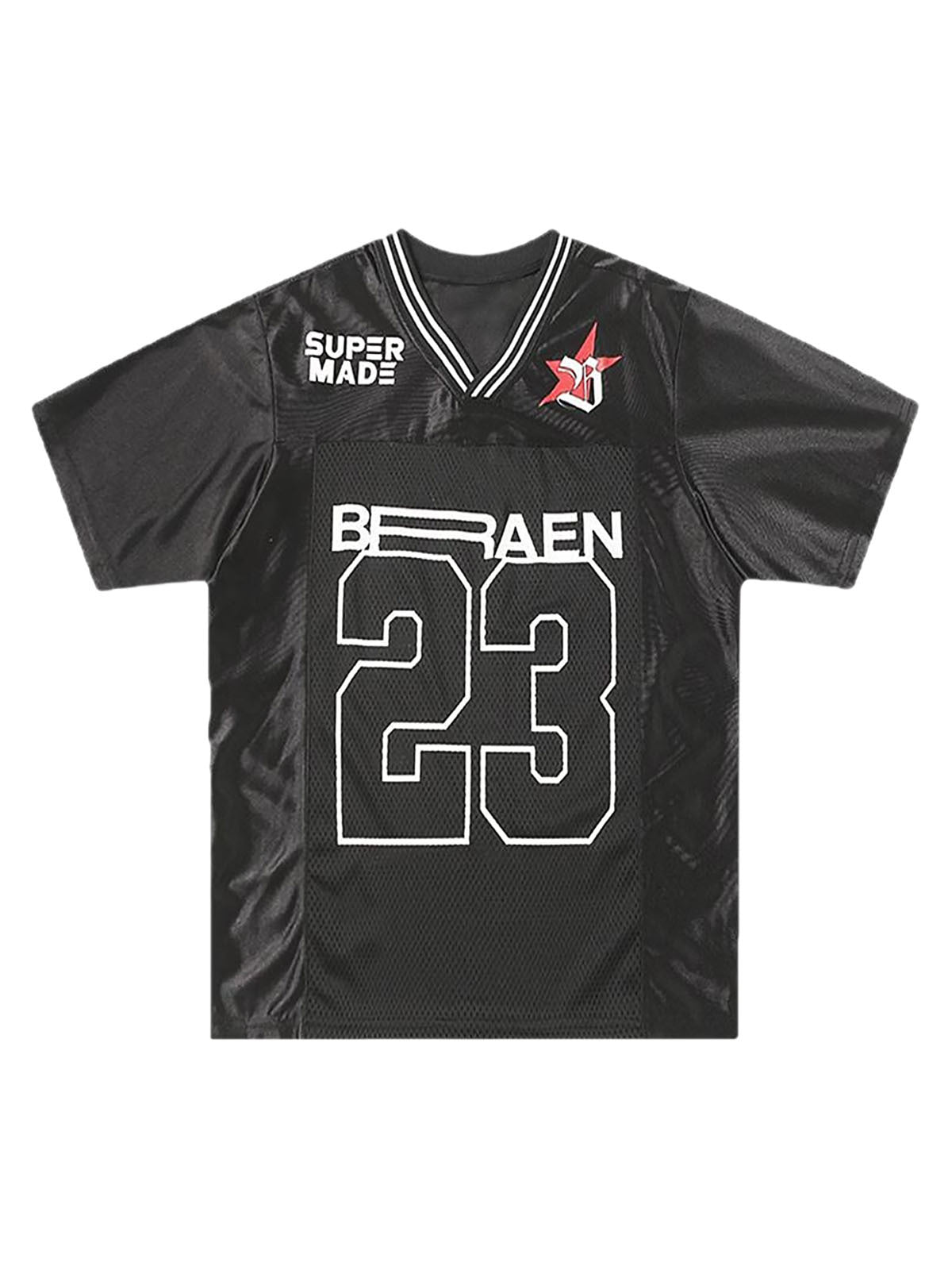 PrimeMasc American Retro Stitching Mesh V-Neck No. 23 Sports Jersey – Lightweight Athletic Tee for Men and Women