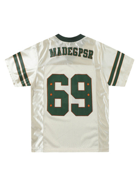 PrimeMasc Green and White Sports Jersey with Star Detail – Breathable Mesh Athletic Tee for Spring and Summer