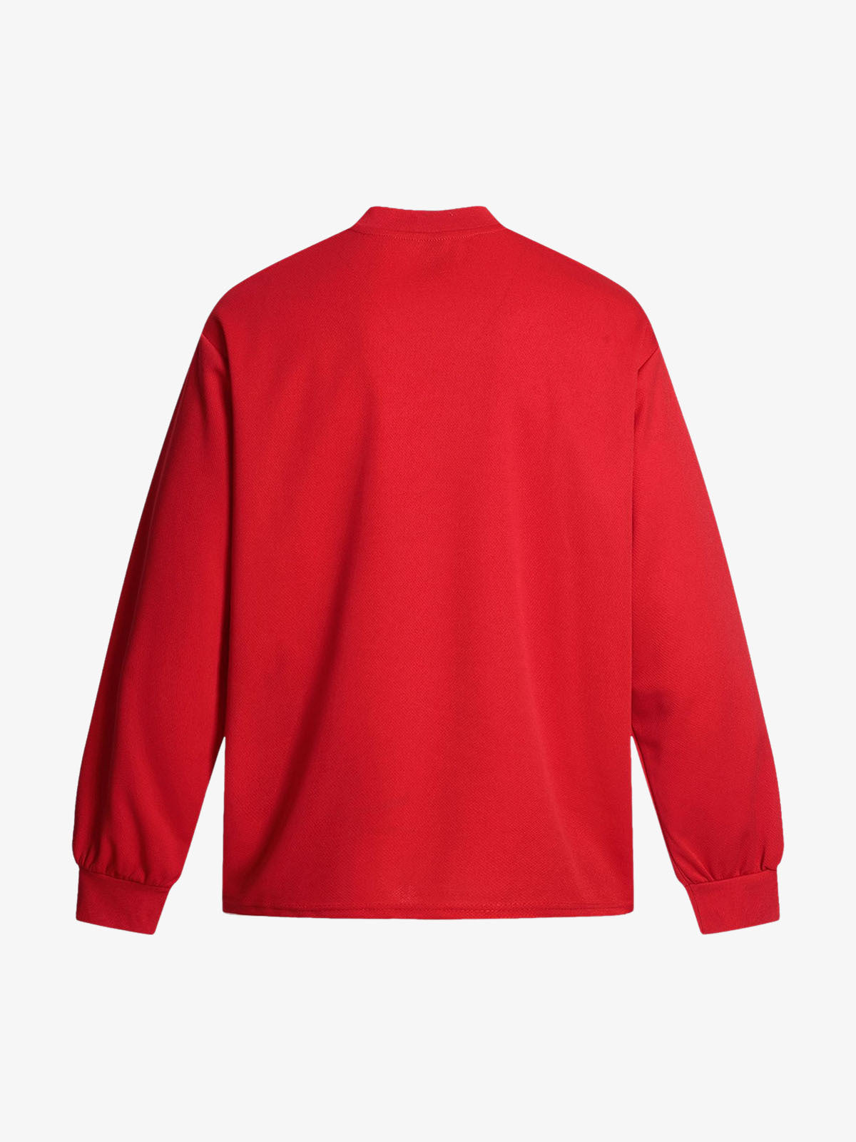 PrimeMasc Red Long Sleeve Sports Jersey with Bold Number and Logo – Athletic Team Tee for Fall and Winter