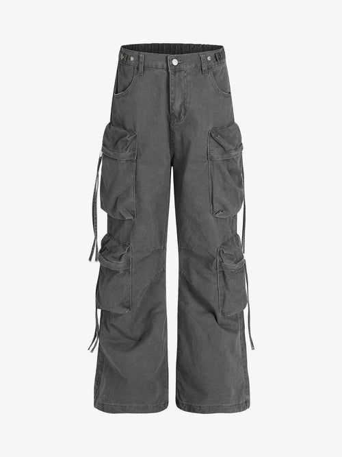 Men’s Cargo Pants with Multi-Pocket Design and Adjustable Side Ties – Casual and Outdoor Wear for Spring, Summer, Fall
