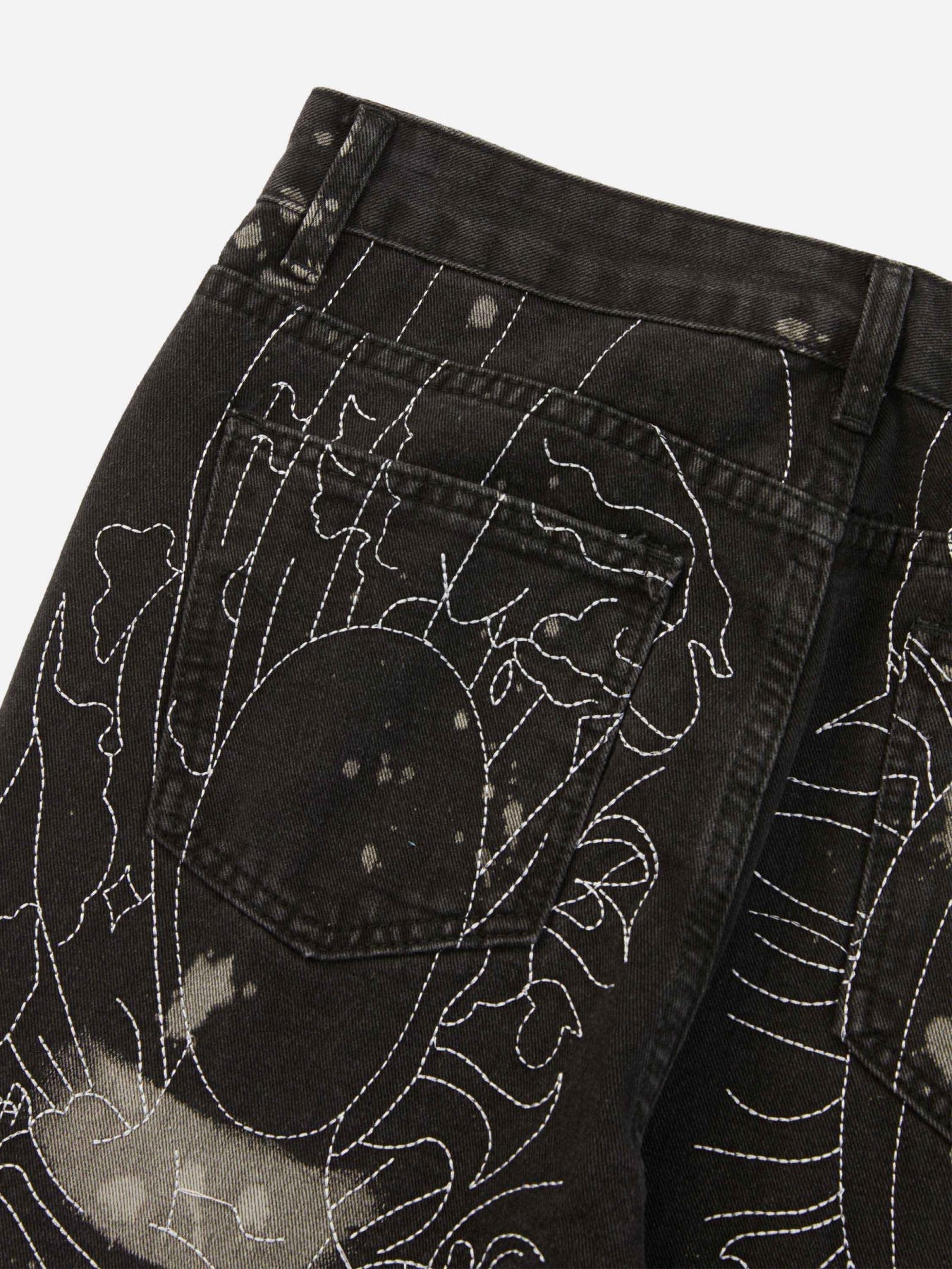 PrimeMasc Distressed Black Denim Jeans with Elastic Waistband – Straight Leg Casual Street Style for Fall/Winter