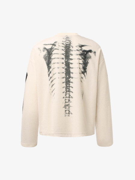 PrimeMasc Skeleton Print Long Sleeve T-Shirt for Men – Edgy Streetwear Tee for Fall and Winter